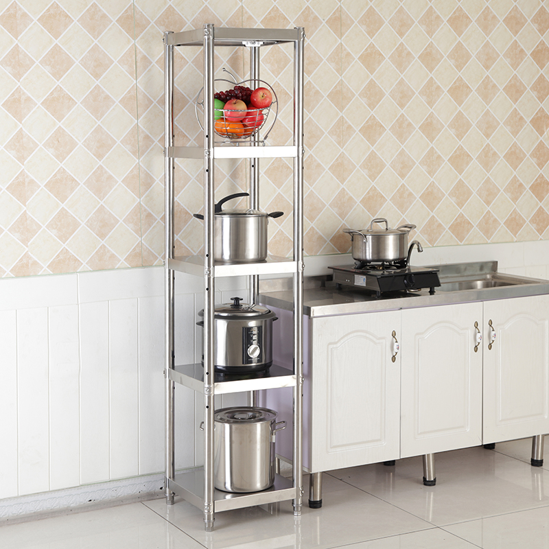 四/五层不锈钢厨房夹缝置物架宽35/40厘米多层冰箱缝隙收纳锅盆架