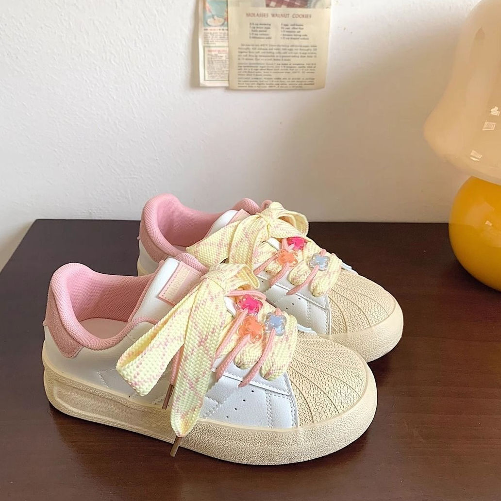 2025春夏新款厚底贝壳头板鞋女小众不撞款面包鞋ins潮百搭小白鞋