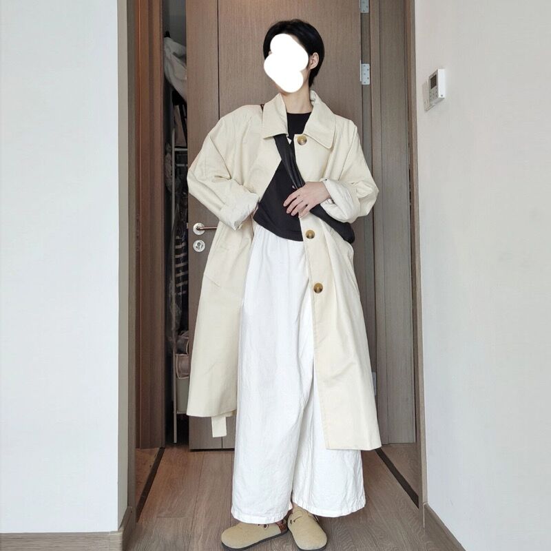 现货2024年新款春秋季白色风衣外套女款大衣小个子超好看中长款英