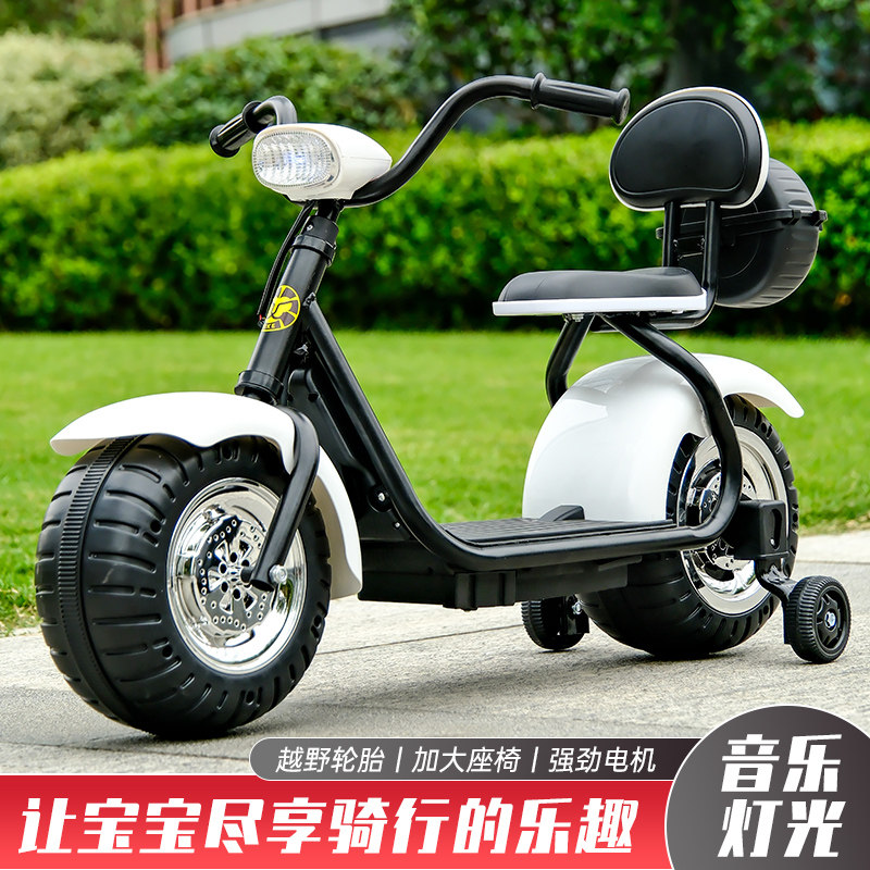 儿童电动摩托车可坐人早教音乐灯光宝宝骑行电动车户外大容量电池
