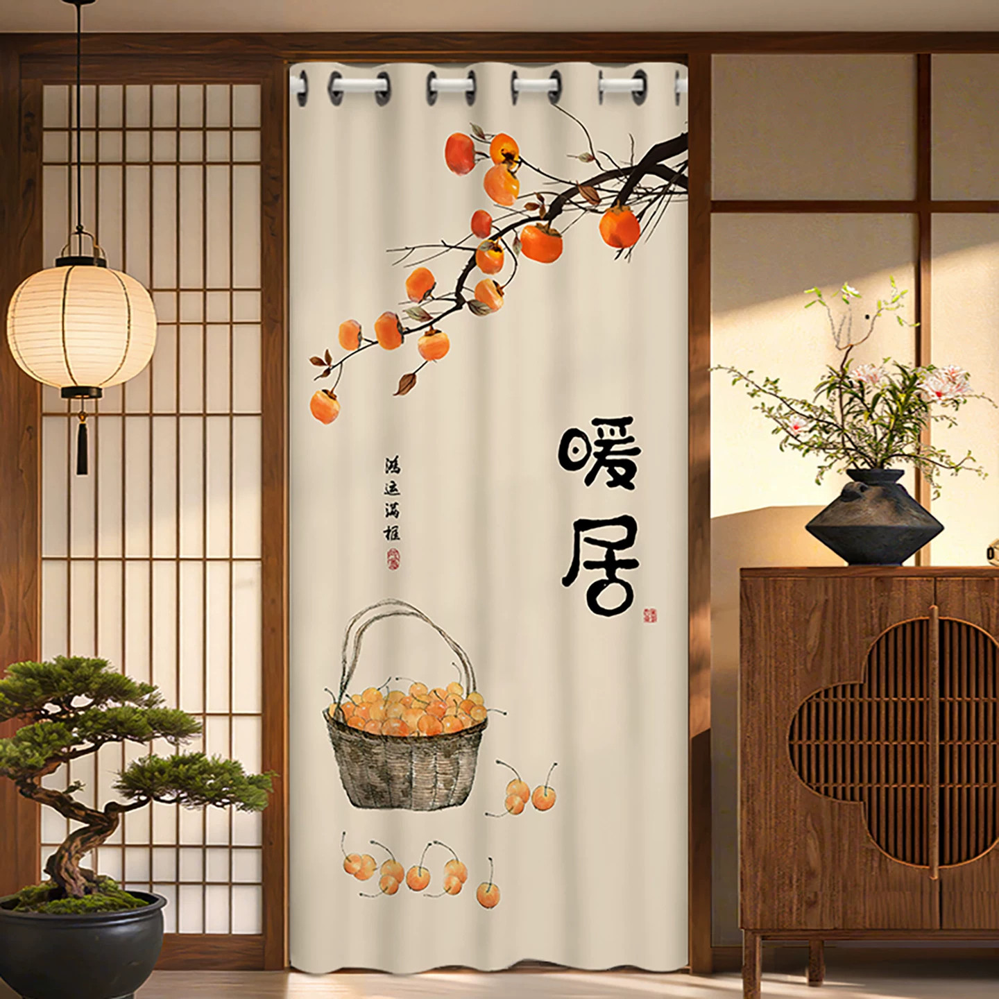 新中式家用卧室门帘空调隔断帘入户门玄关风水化解防隐私遮挡帘