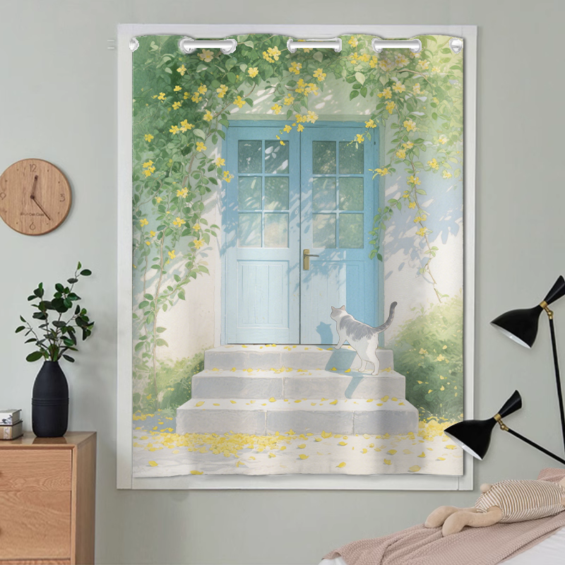 小卧室卡通窗帘免打孔安装