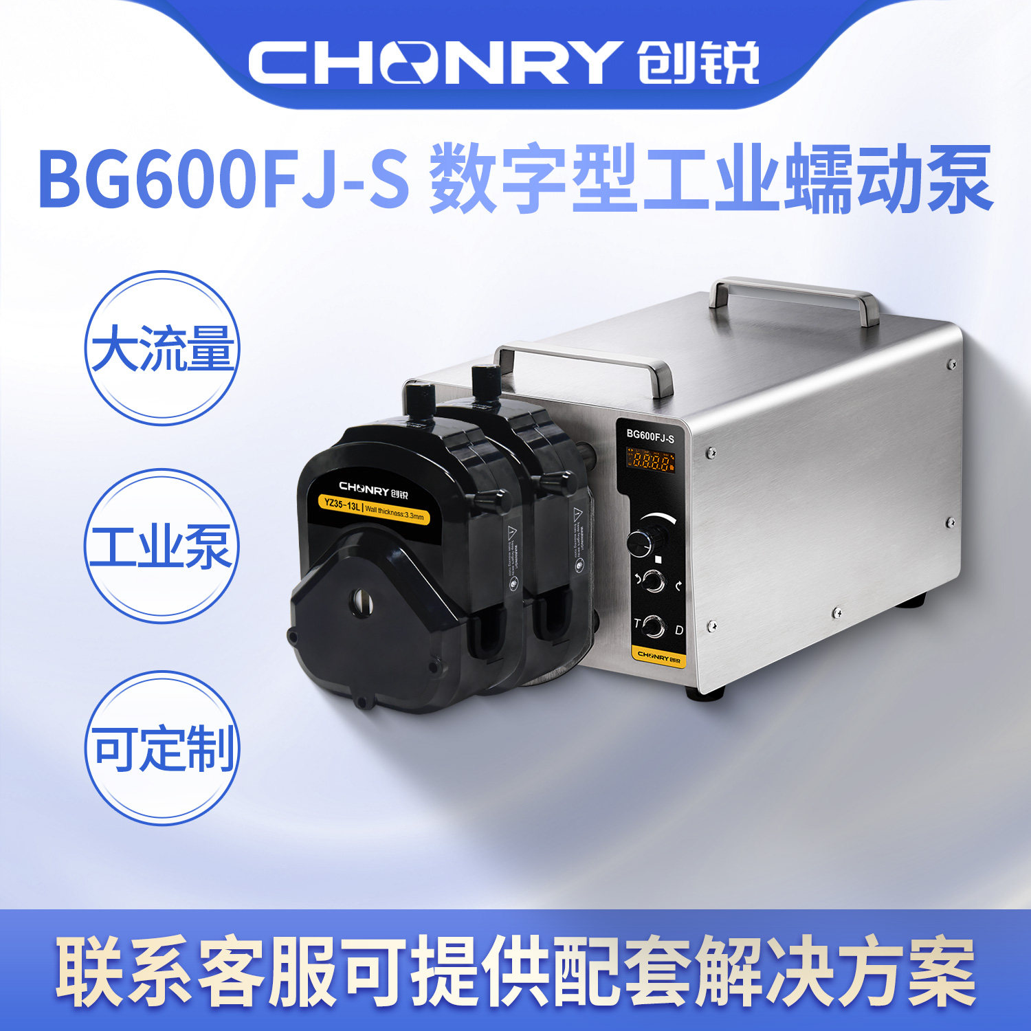 创锐蠕动泵BG600FJ-S大流量12L/min不锈钢机箱加药泵