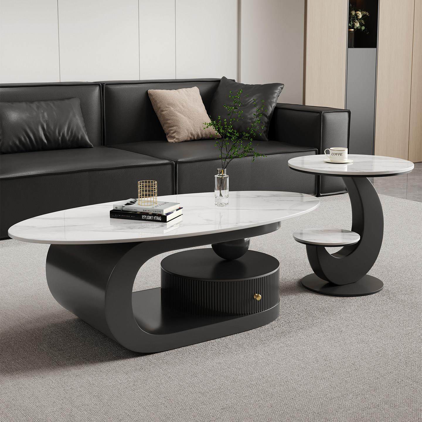 简约现代岩板茶几椭圆形意式轻奢风家用客厅小户型创意设计师组合,住宅家具,茶几,淘宝优惠券,粉丝福利购,淘宝优惠卷