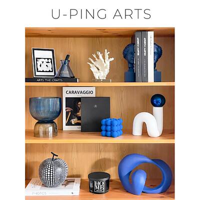 简约样板间软装饰品书柜相架玻璃树脂工艺品桌面家居摆件ZH3473