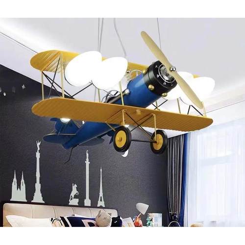 北欧儿童房灯卡通男孩房飞机灯卧室书房简约现代护眼led灯具新款