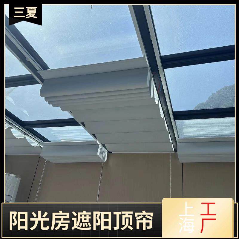 阳光房遮阳顶帘窗帘电动手动天棚帘隔热防晒玻璃卷帘天窗折叠蜂巢