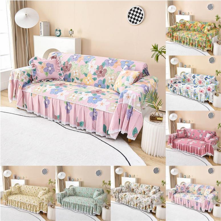 纯棉现代时尚布艺全包布沙发套套罩现代盖布盖巾防尘四季通用