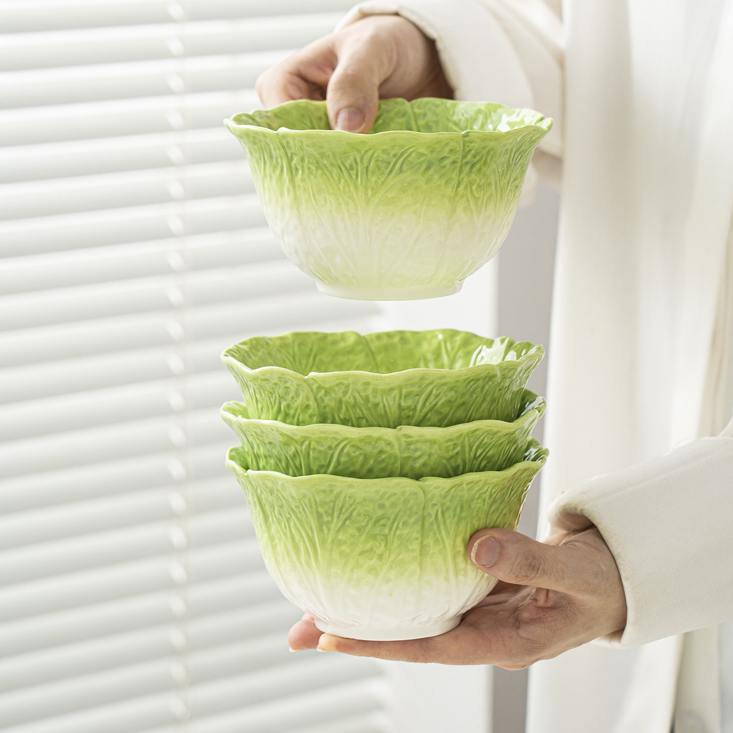 网红白菜造型陶瓷碗釉下彩家用碗盘碟子餐具高颜值米饭碗面碗汤碗,餐饮具,碗,淘宝优惠券,粉丝福利购,淘宝优惠卷