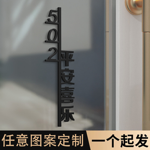 门牌号码牌家用平安喜乐门口创意装饰入户住宅别墅户外房号高级感轻奢数字贴酒店定制民宿房间亚克力门号订制