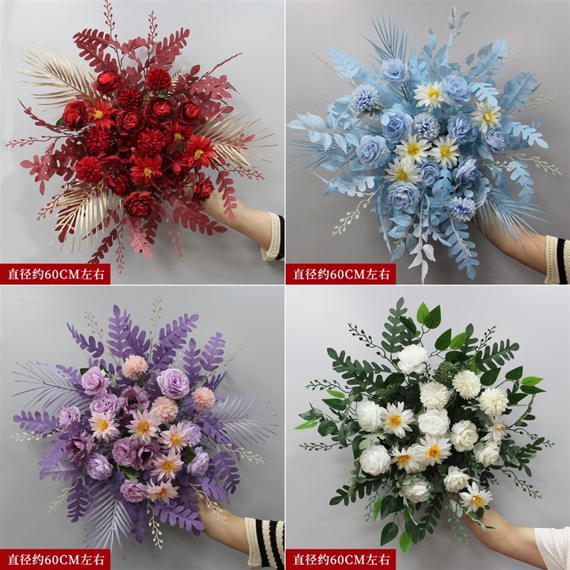 新款婚庆点挂花仿真绢花成品装饰花排T台路引点花V花艺婚礼堂吊顶