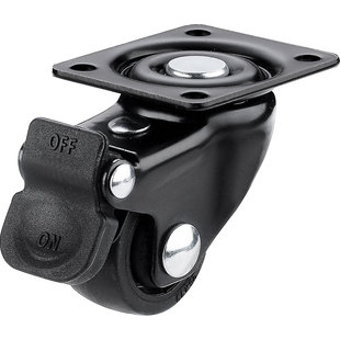 1寸黑色橡胶迷你滑轮静音家具小号微型带刹车小型脚轮万向轮轮子