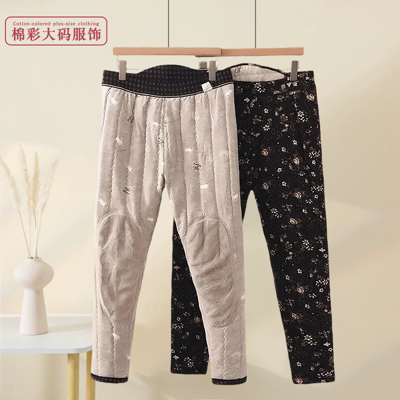 加绒加厚羊毛棉裤女中老年雅鹿棉裤保暖冬季老年人护膝