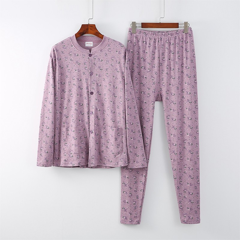 中老年女开衫纯棉秋衣秋裤