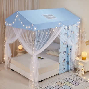 高级小房子落地床帘遮光蚊帐公主风帐篷 儿童蚊帐女孩家用2023新款