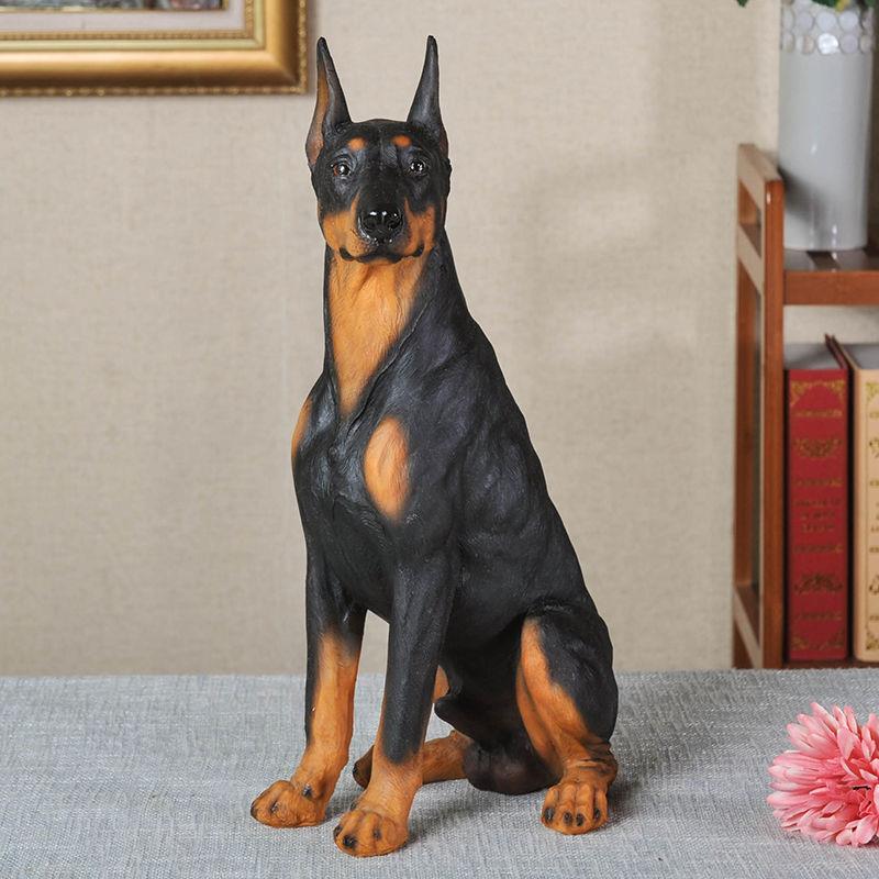 狗摆件杜宾犬雕塑创意装IDM软品家居装树饰品动物模型脂工艺姗婷