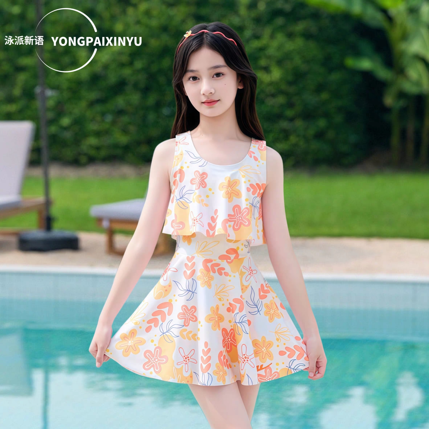 儿童游泳衣女童小童2026新款保守洋气中大童女孩宝宝分体可爱泳装