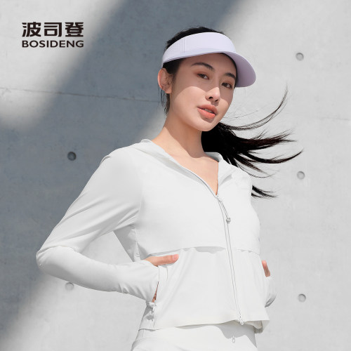 波司登女连帽长袖拉链防晒服