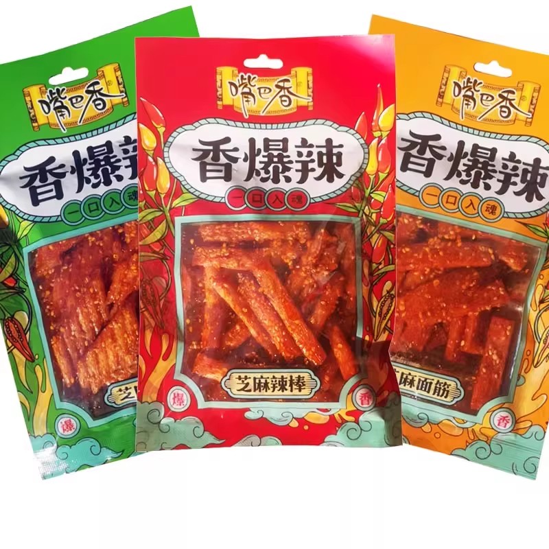 嘴巴香香爆辣芝麻辣条面筋辣翅棒毛劲松老式怀旧组合零食油泼辣椒