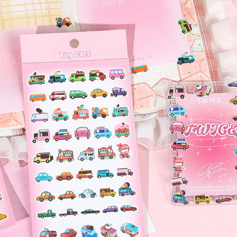 汽车卡通玩家贴纸儿童创意涂鸦手工玩具车小图案水杯笔记本冰箱滑板手