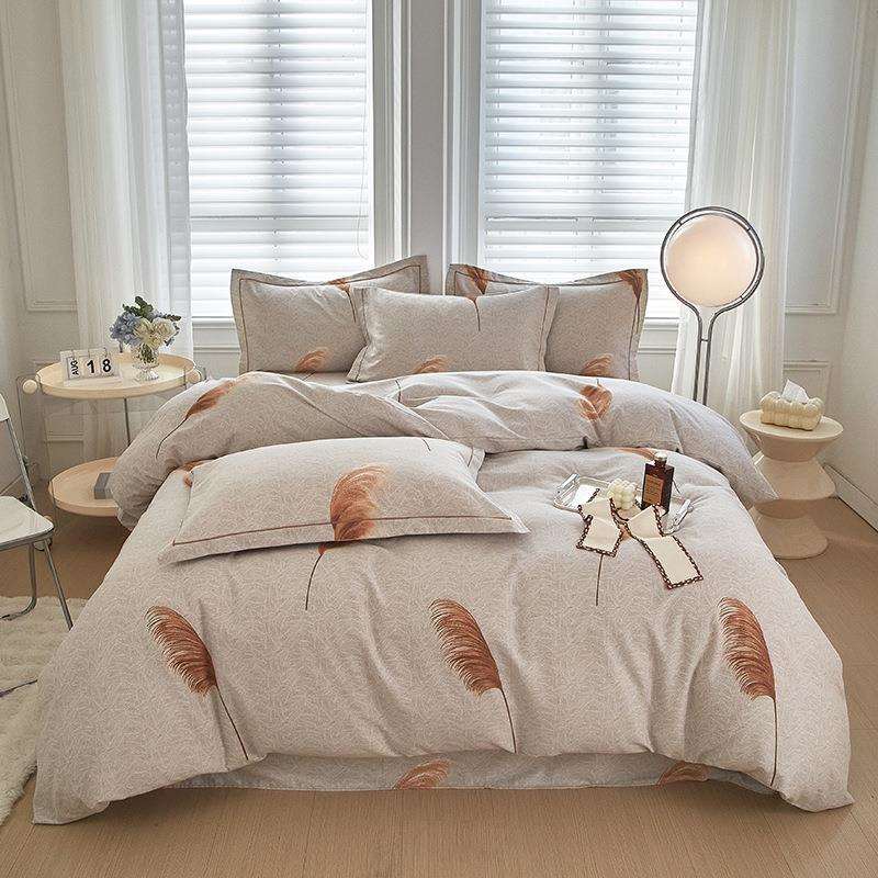 秋冬四件套纯棉磨毛加厚圆角印花床单被套床上用品四件套南通家纺