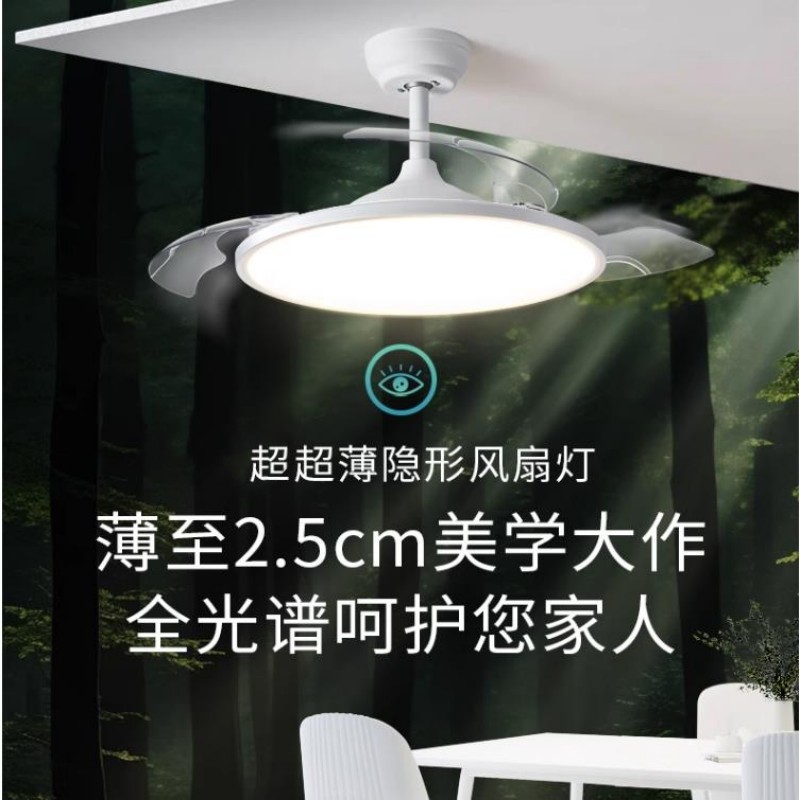 超薄电风扇灯隐形现代简约2025新款隐形卧室餐厅电扇一体吊灯吊扇图片
