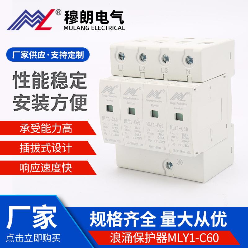 家用开关浪涌保护器MLY1-C60电涌保护器浪涌保护器防雷60KA/4P