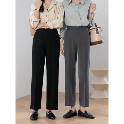春夏薄款直筒西裤女休闲阔腿裤黑色显瘦长裤子通勤灰色九分西装裤