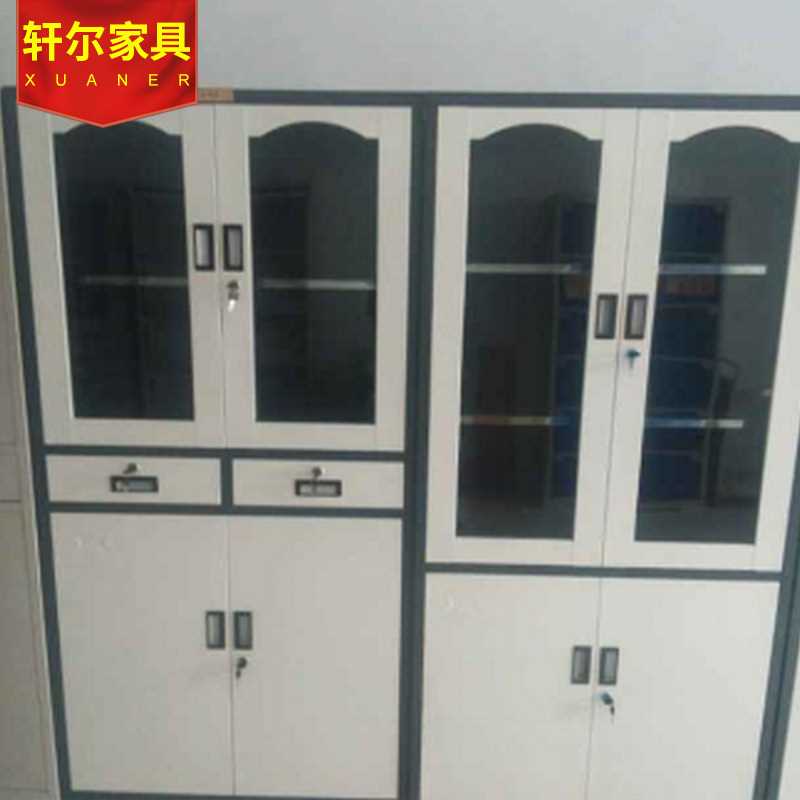 现代办公铁皮文件柜 加厚钢制文件柜 带锁储藏柜档案柜玻璃柜