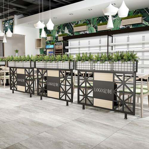 铁艺屏风矮隔断饭店卡座护栏餐厅花架办公室工业风绿植置物架