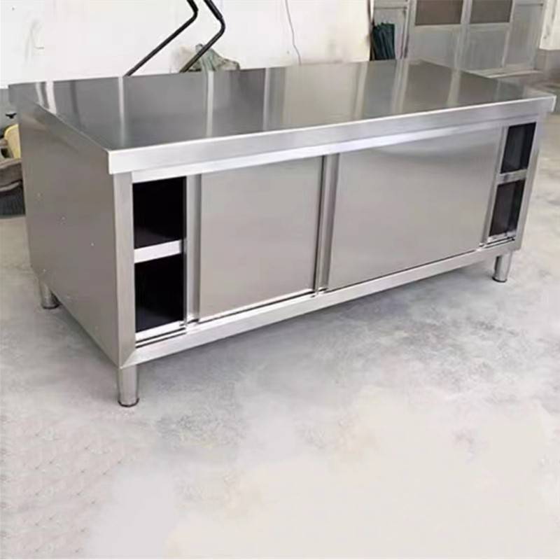 工作台案板储物柜加厚群裕打荷拉门厨房灶台柜橱柜一体不锈钢