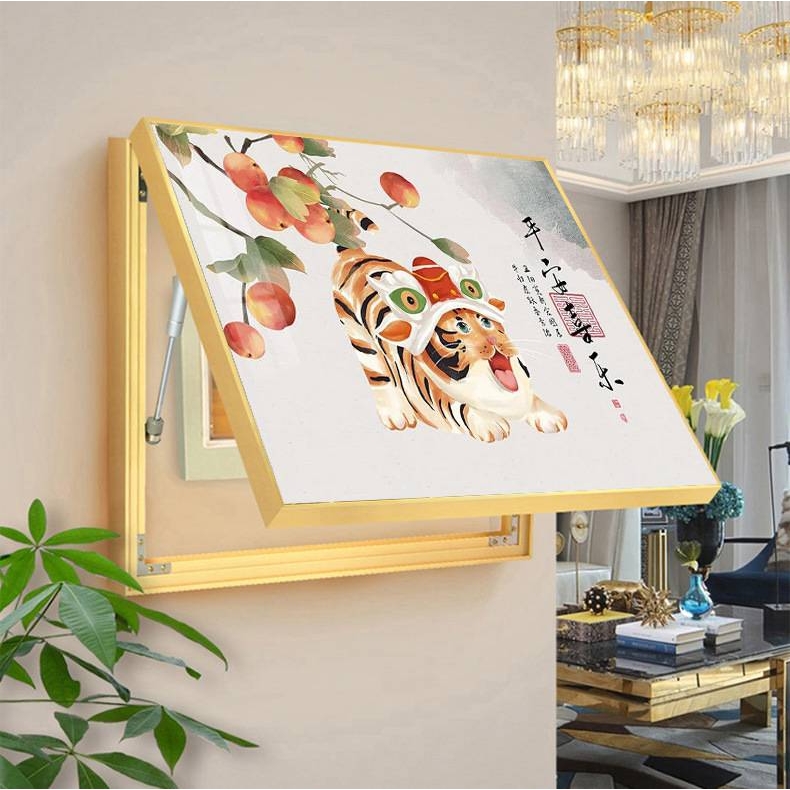 新中式电表箱装饰画遮挡墙弱电箱壁画挂画竖版2022新款虎年老虎画图片