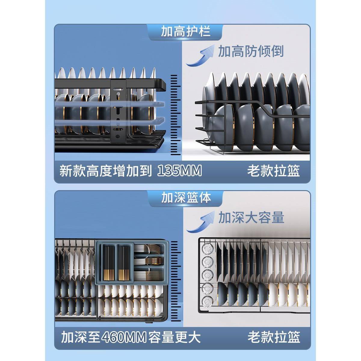 拉篮厨房橱柜04碗不锈钢碗抽柜双无品牌/层抽屉式拉收纳调味篮盘