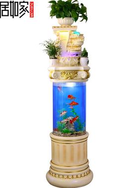 欧式鱼缸居客厅风水摆件落地tb-58385循环水流大型喷养泉创意家室