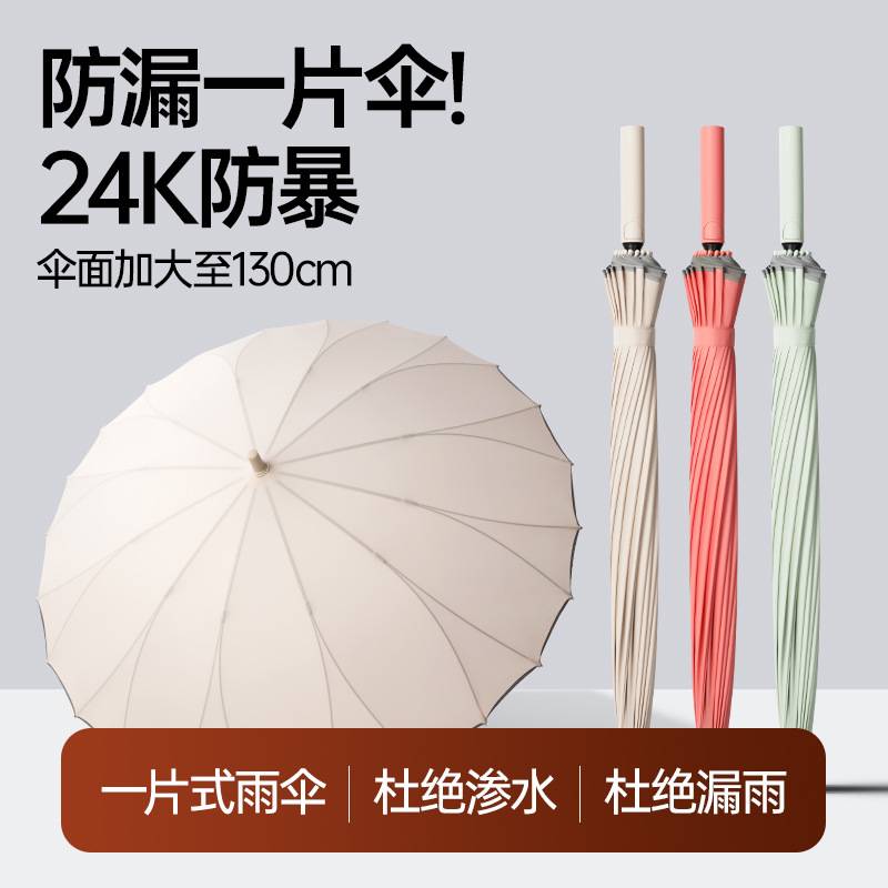 简约一片式自动长柄伞时尚休闲直杆伞24骨加固大号雨伞广告伞