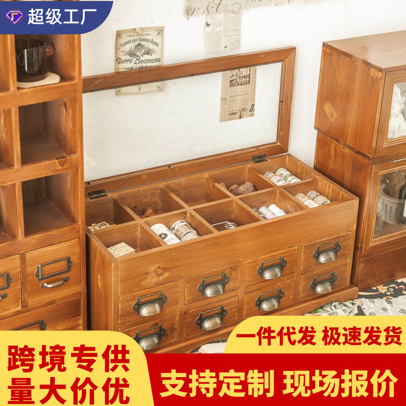 手账胶带针线火漆印章桌面抽屉式收纳储物盒家用多层玻璃翻盖防尘