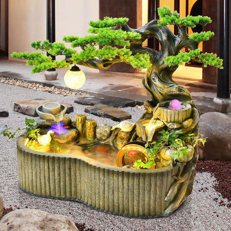 流水喷泉风水轮阳台摆件磨园庭院田花园池假山造NNM景鱼观布置石