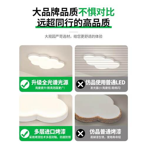 大园观全WBN光眼谱护卧室奶灯油风云朵灯现代简约儿童房间吸顶灯5