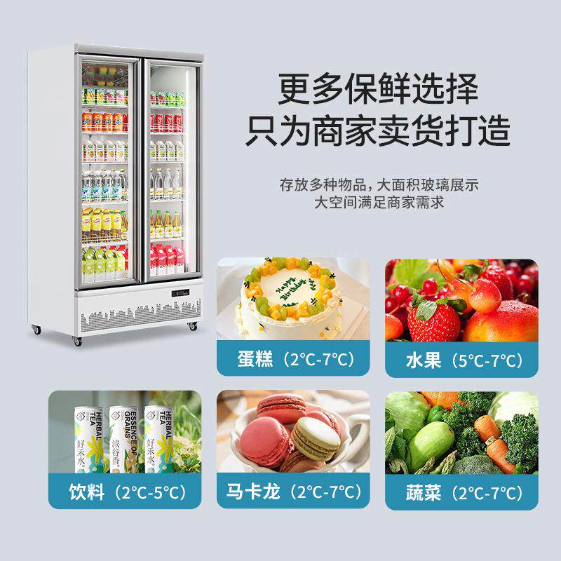 门双开UED饮料冷藏展柜冰示鲜箱一体机立式冰柜商用超市饮品保柜