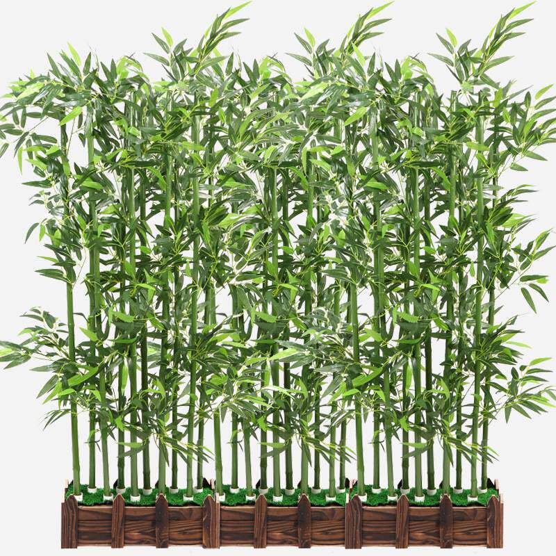 仿真竹子套装饰隔断屏风公司绿植加密塑料假竹子树叶展厅橱窗饰品