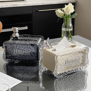 ins创意纸巾盒亚克力抽纸盒金属纸抽盒客厅茶几家用轻奢擦手纸盒