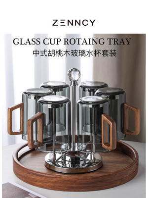 高档轻奢水杯家用套装玻璃杯带把手客厅待客喝水杯子泡茶杯高级感