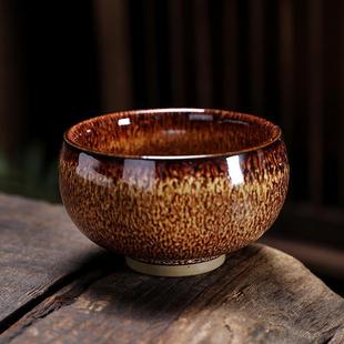 建盏功夫陶瓷个人专用大号品茗杯 窑变五行钧瓷主人杯单个茶杯套装