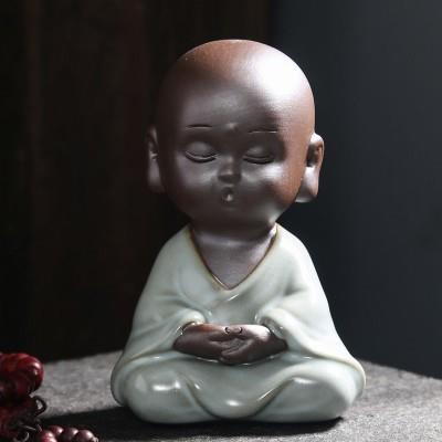 茶宠摆件精品可养汝窑四不小和尚沙弥创意招财茶道小摆件紫砂