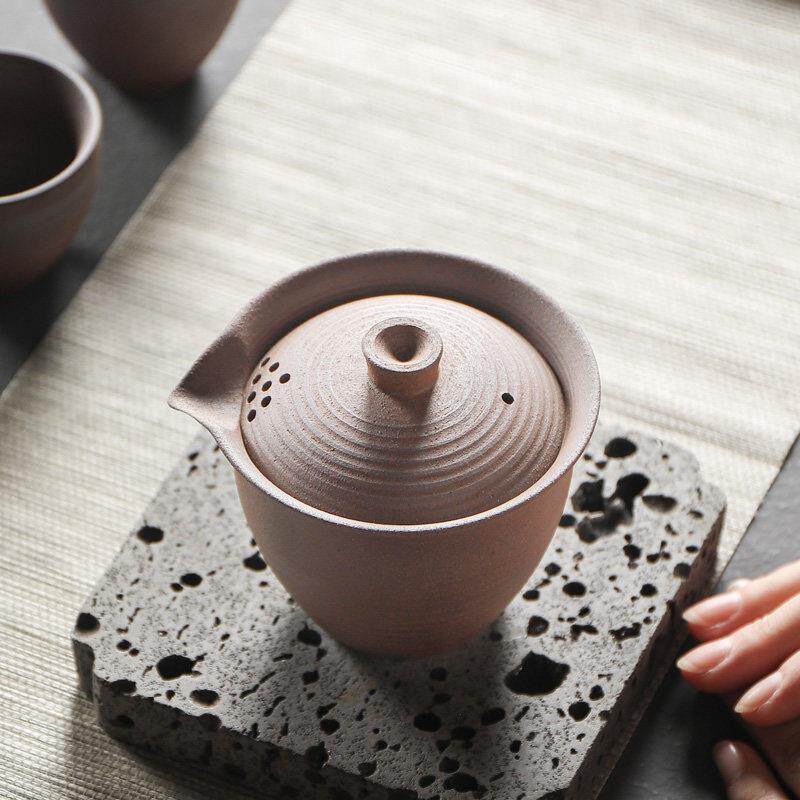 粗陶三彩盖碗茶杯大手工单简单茶具茶功夫茶制作茶壶经典覆古