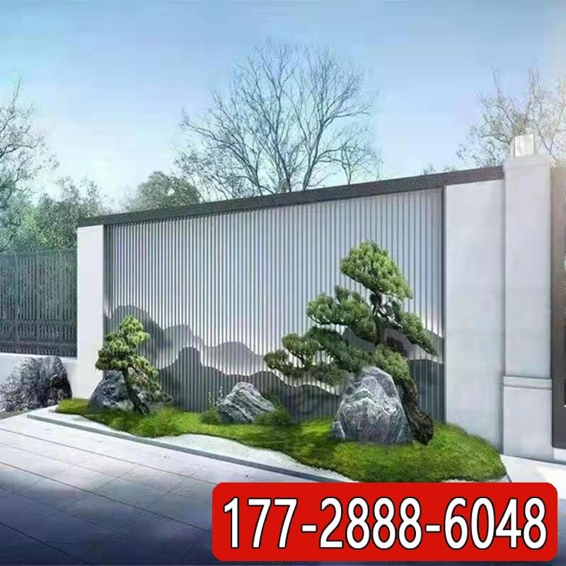园林别墅庭院背景影墙隔断金属装饰镂空造型定制不锈钢假山水屏风
