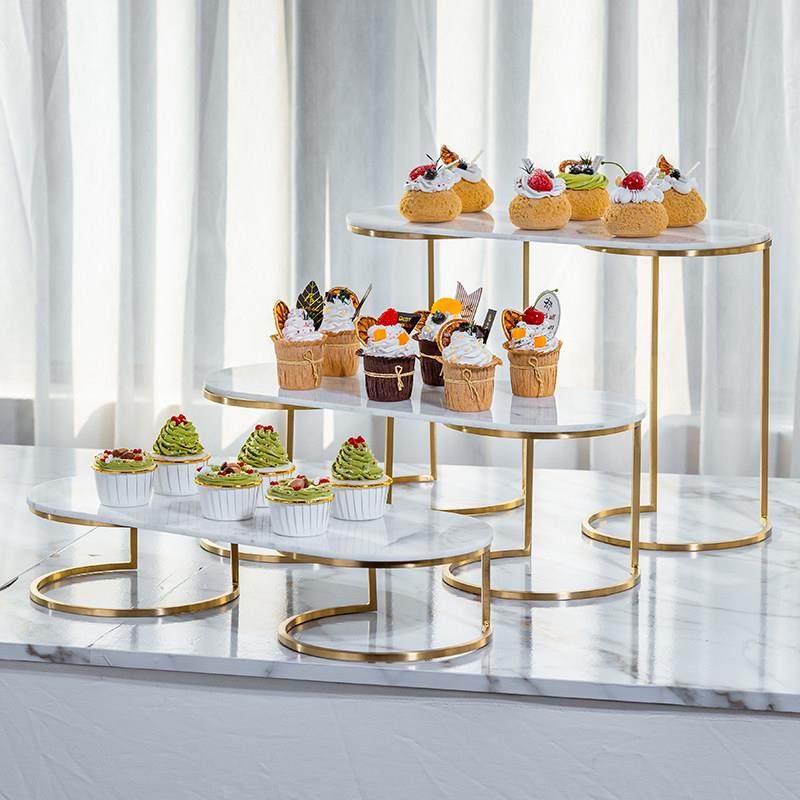 不锈钢冷餐茶歇桌自助餐甜品桌摆件展示架蛋糕盘下午茶点心架