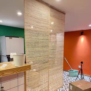 苎麻帘玄关垂帘隔断帘中式挂帘免打孔装饰帘屏风帘草帘透光半遮帘