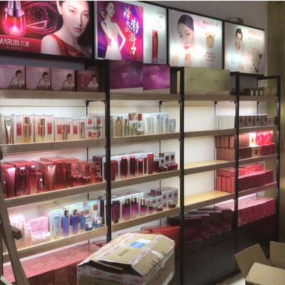 化妆品美妆店货架美容院护肤产品货架面膜香水中高端单钢木货架