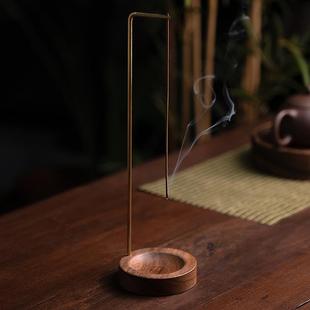 胡桃木线香插香座家用室内香薰炉家用檀香香炉实木线香炉茶道摆件